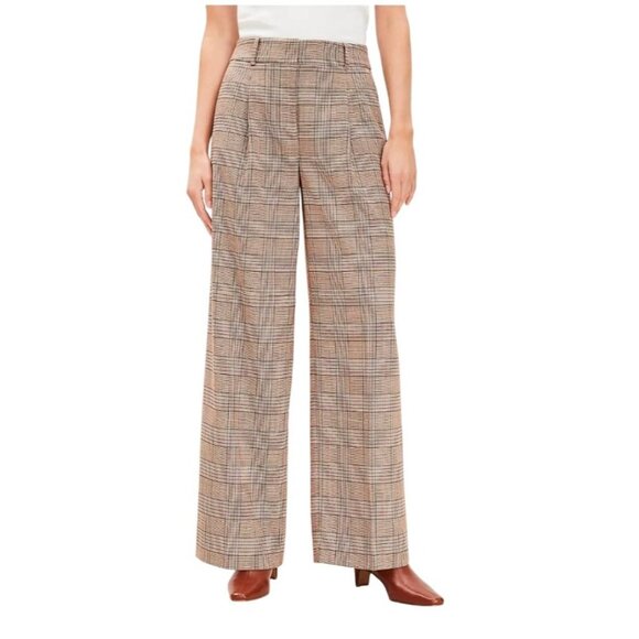 Loft Peyton Trouser in Plaid Womens High-Waist Wide Leg Pants Size 4 - Picture 1 of 16